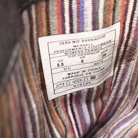 Merrell Vera Boots Size 8.5 Mid Barnwood Brown Leather Womens Calf - Picture 11 of 13